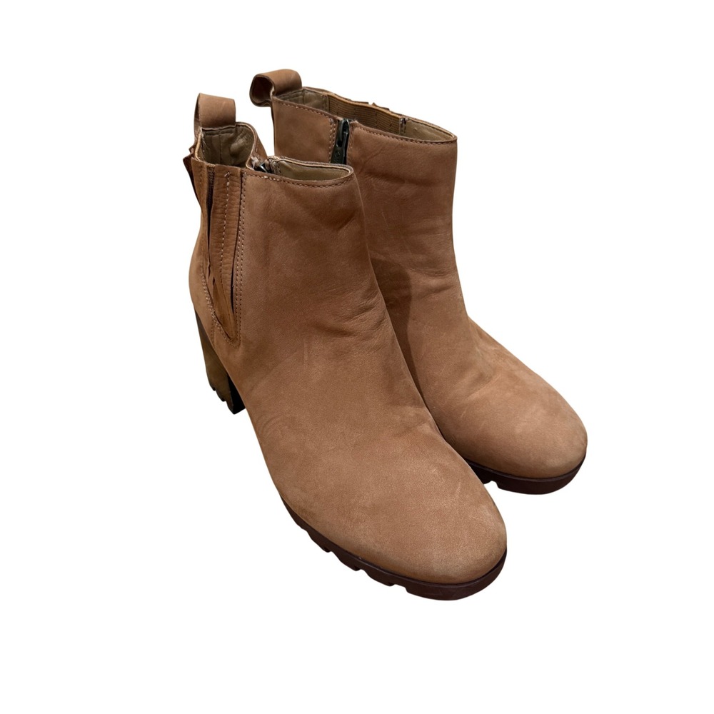 Vionic Wilma Nubuck Leather Waterproof Ankle Boots Toffee Brown Women Size 9